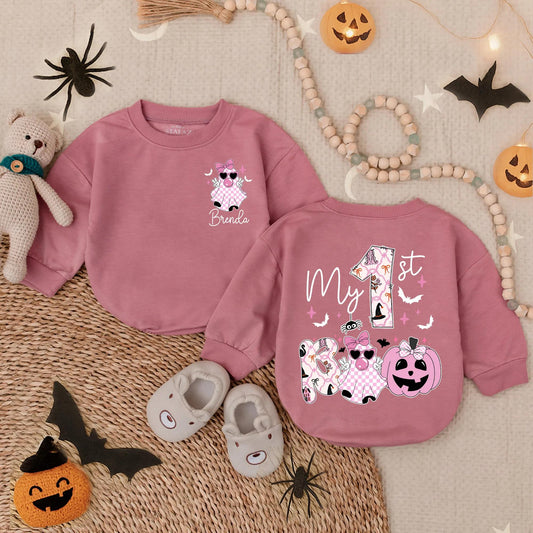 My 1st Boo Baby Bubble Sweatshirt Romper Cute Spooky Girl Pumpkin Floral Halloween Outfit Toddler Clothes Comfort Soft
