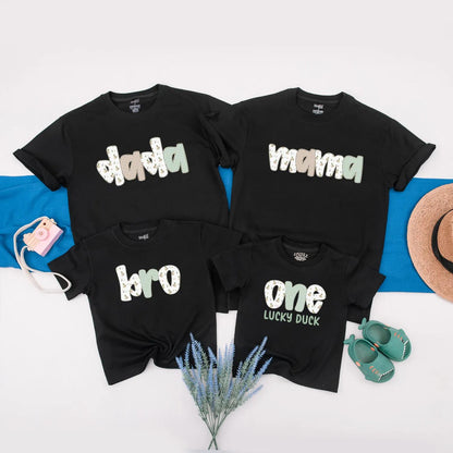 Mallard Duck Family Matching Shirt One Lucky Duck First Birthday Outfit Vintage Gingham Retro Tee Clothes Custom Family Party Gift
