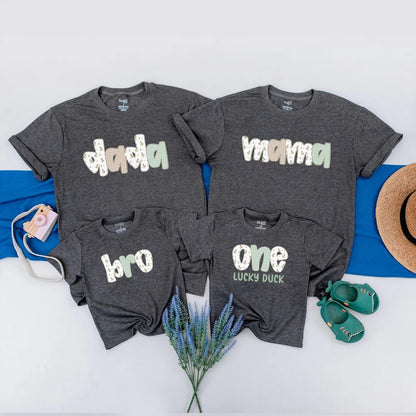 Mallard Duck Family Matching Shirt One Lucky Duck First Birthday Outfit Vintage Gingham Retro Tee Clothes Custom Family Party Gift