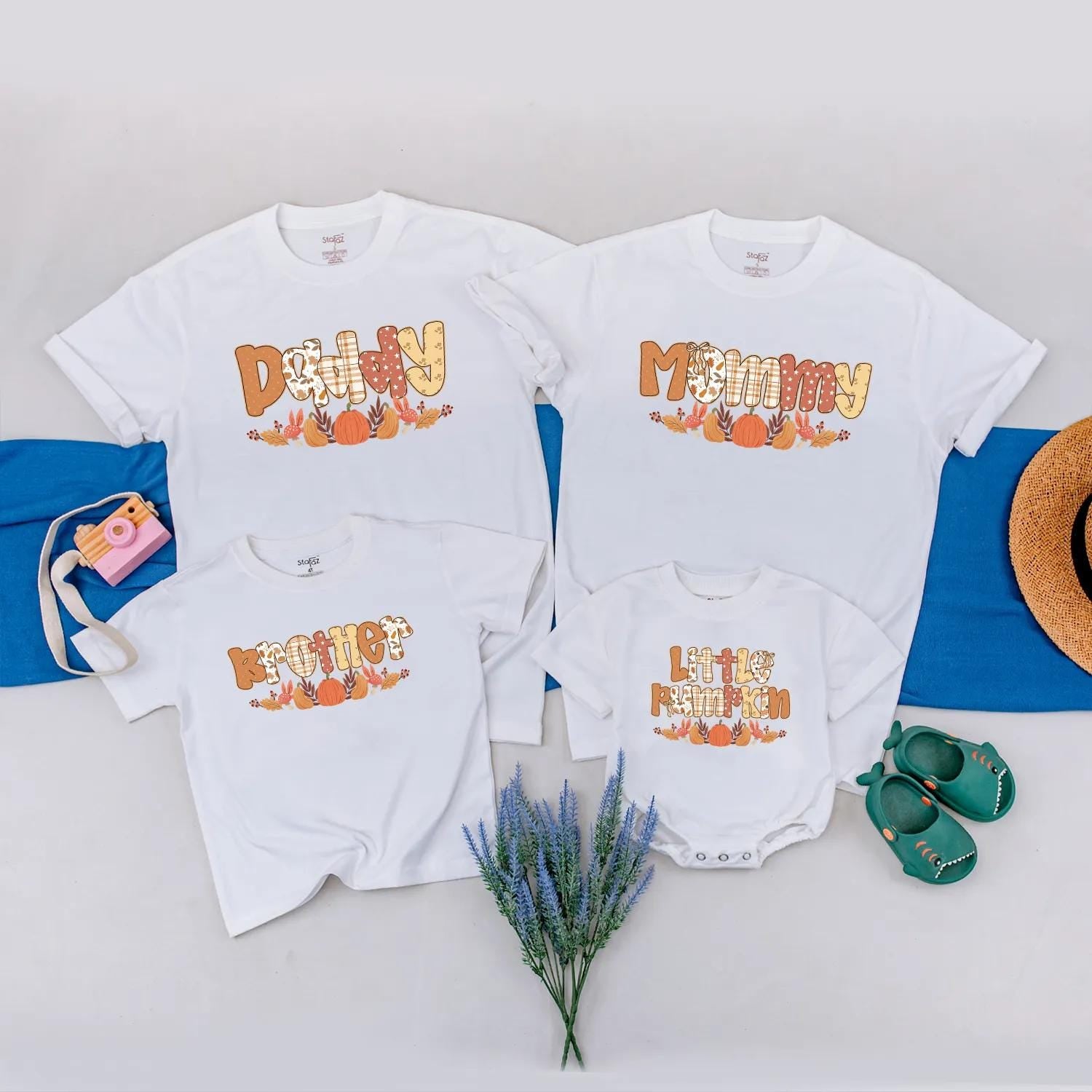 Matching Family Pumpkin Shirts & Little Pumpkin Romper for Thanksgiving! Cute Fall Baby, Toddler, & Adult Outfits for the Season