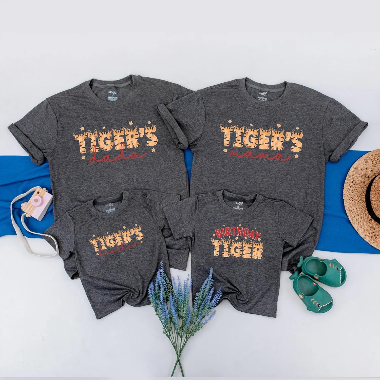 Personalized Tiger Birthday Family Shirt Wild Jungle Animal Matching Outfits First Birthday Boy Tee Party Celebration