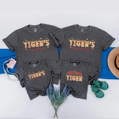 Personalized Tiger Birthday Family Shirt Wild Jungle Animal Matching Outfits First Birthday Boy Tee Party Celebration