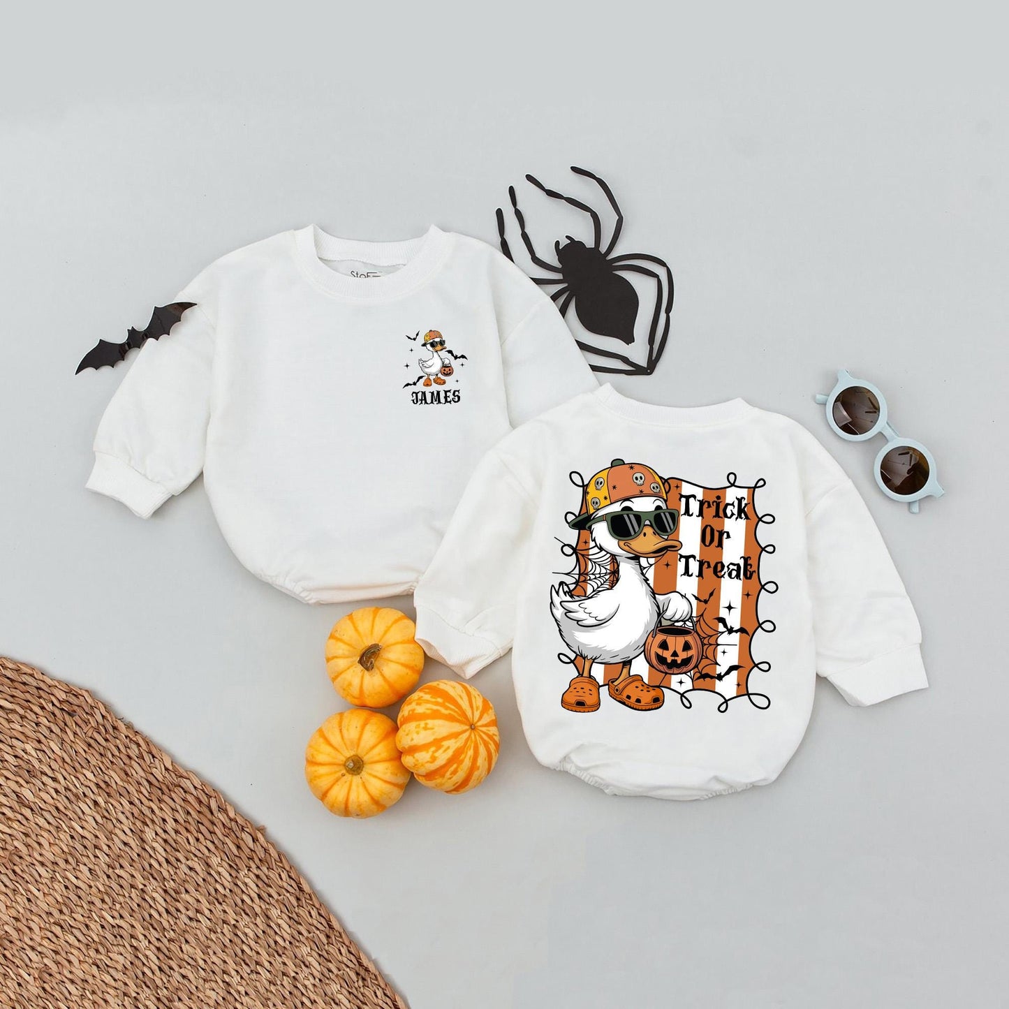 Halloween Goose Baby Romper Bodysuit Trick or Treat Outfit Cute Funny Spooky First Fall Newborn Infant Comfortable Bubble Playtime Apparel