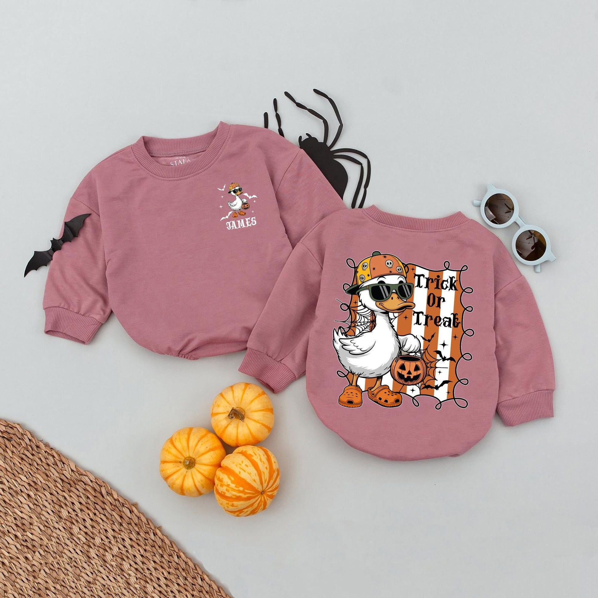 Halloween Goose Baby Romper Bodysuit Trick or Treat Outfit Cute Funny Spooky First Fall Newborn Infant Comfortable Bubble Playtime Apparel