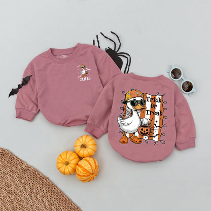 Halloween Goose Baby Romper Bodysuit Trick or Treat Outfit Cute Funny Spooky First Fall Newborn Infant Comfortable Bubble Playtime Apparel