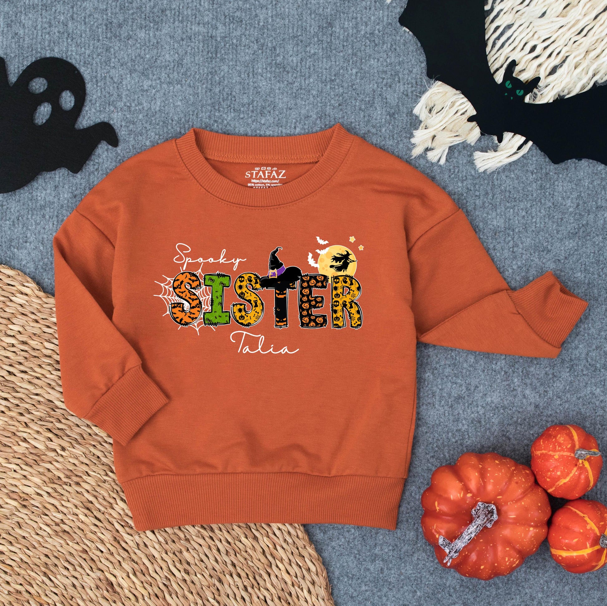Spooky Sister Toddler Sweatshirt Girly Pumpkin Halloween Costume Baby Boo Fall Autumn Outfit