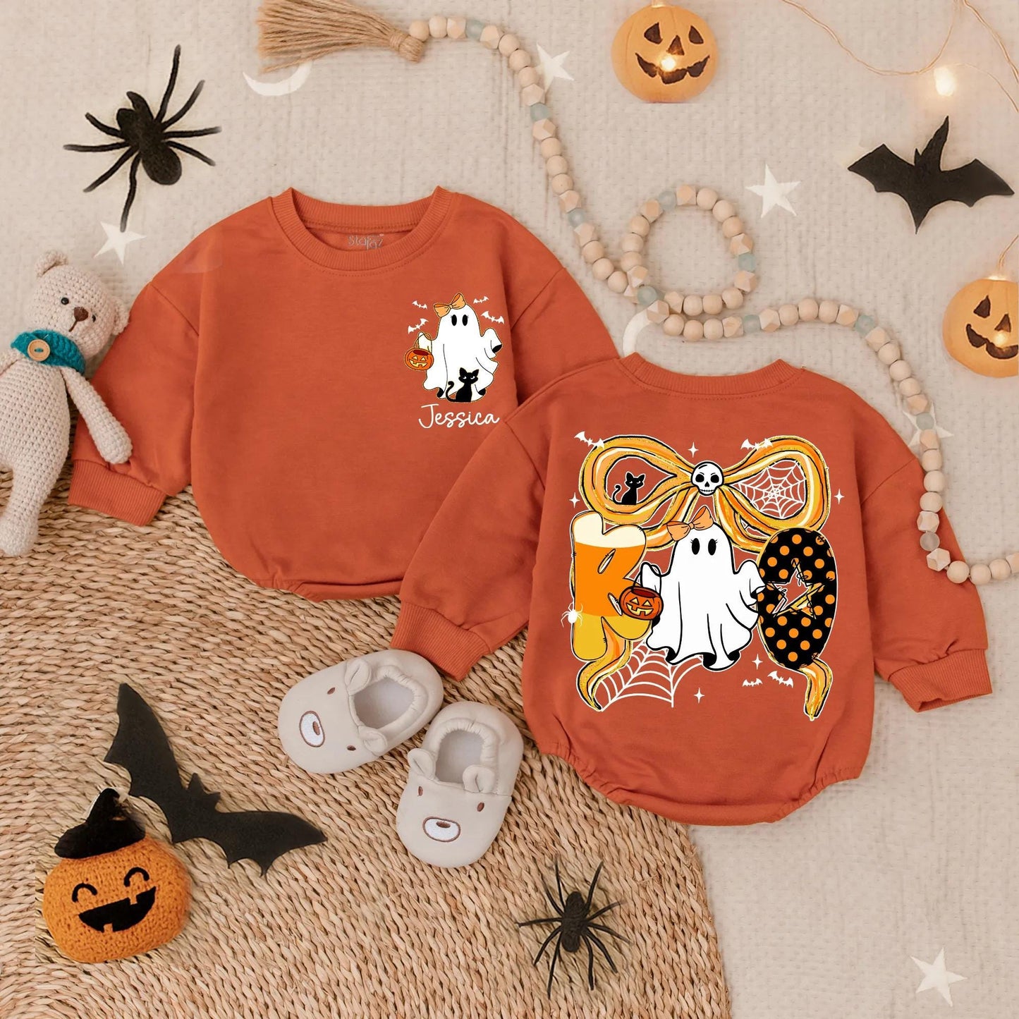 Baby Girl's Spooky Boo Halloween Romper, Custom Jessica Ghost Outfit, My First Halloween Costume, Cute & Spooky Infant Fall Clothes