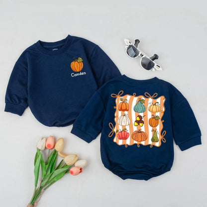 Personalized Pumpkin Name Romper Custom Fall Baby Outfit Cute Autumn Clothes for Girls First Halloween Thanksgiving Gift