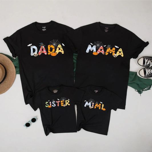 Cute Matching Halloween Family Shirts Spooky Ghost Pumpkin Tees for Mom Dad Kids Baby Fall Costume