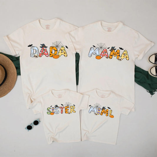 Cute Matching Halloween Family Shirts Spooky Ghost Pumpkin Tees for Mom Dad Kids Baby Fall Costume