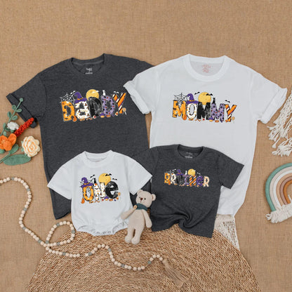 Spooky Spiderweb Birthday Family Matching Shirts Daddy Mommy Brother One Halloween Costume First Birthday Gift