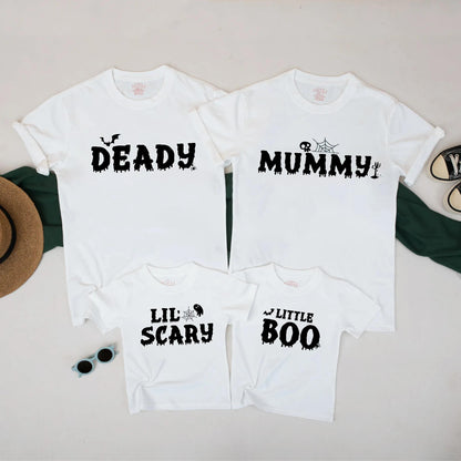 Matching Family Halloween Shirts: Spooky Cute Mummy, Ghost, & Deady Tees for a Fun Group Costume - Lil' Boo Graphic Outfits for Toddler & Baby (Cotton)