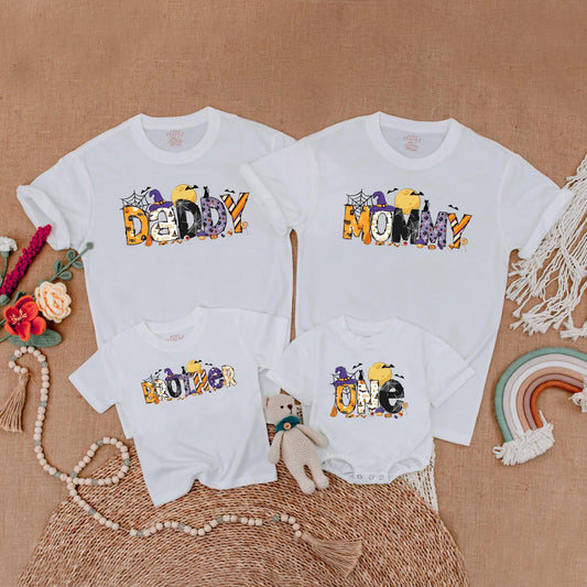 Spooky Spiderweb Birthday Family Matching Shirts Daddy Mommy Brother One Halloween Costume First Birthday Gift