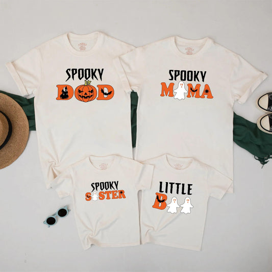 Spooky Family Halloween Matching Shirts – Cute Ghost & Pumpkin Tees for Mom Dad Sister Baby – Fall Outfit