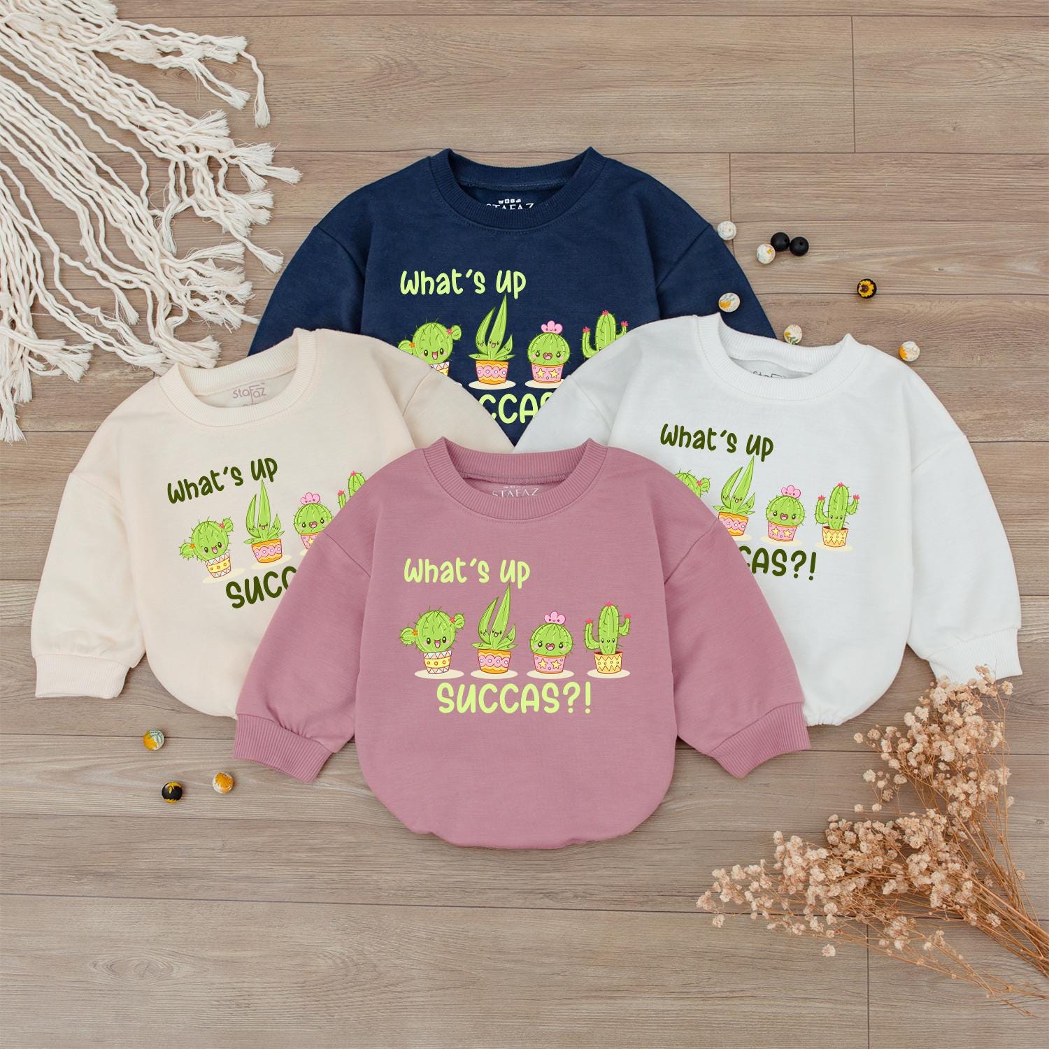 What's Up Succas Baby Outfit, Funny Cactus Romper, Unique Baby Shower Gift, Playful Infant Bodysuit, Green Yellow, Cute First Birthday Present