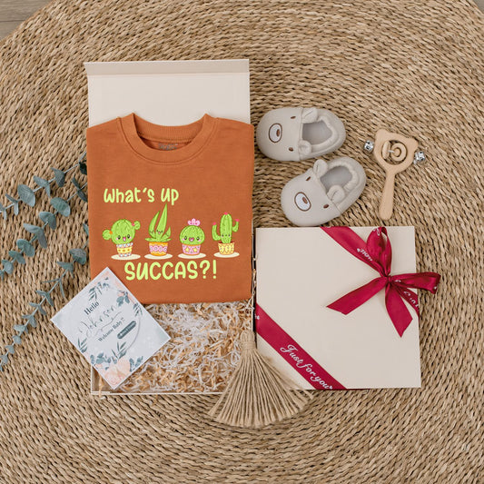 What's Up Succas Baby Outfit, Funny Cactus Romper, Unique Baby Shower Gift, Playful Infant Bodysuit, Green Yellow, Cute First Birthday Present