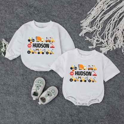 Construction Truck Baby Clothes Stop Hudson 2 Cartoon Yellow Orange Gray Red Toddler Birthday Outfit Cute Shower Gift Boy Outfit