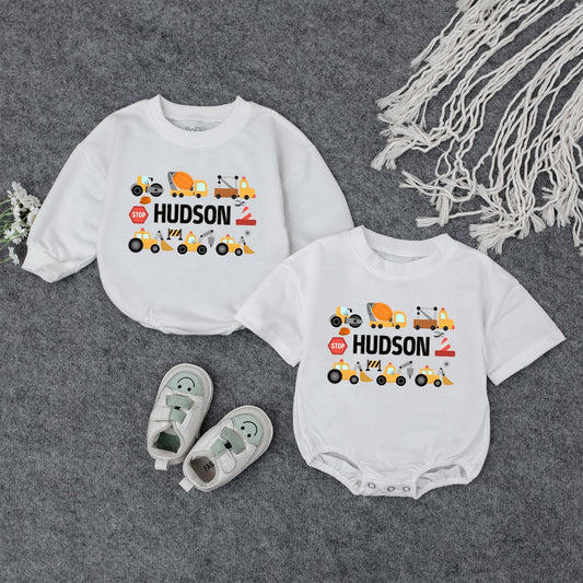 Construction Truck Baby Clothes Stop Hudson 2 Cartoon Yellow Orange Gray Red Toddler Birthday Outfit Cute Shower Gift Boy Outfit