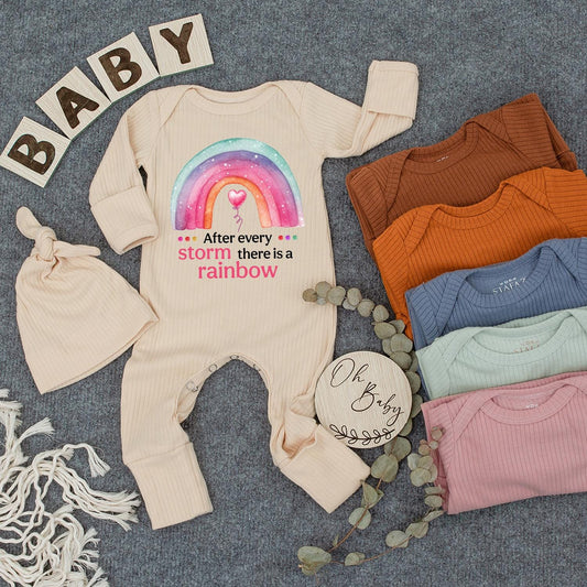 After Every Storm is a Rainbow Baby Bodysuit Retro Gender Neutral Newborn Clothes Baby Shower Gift