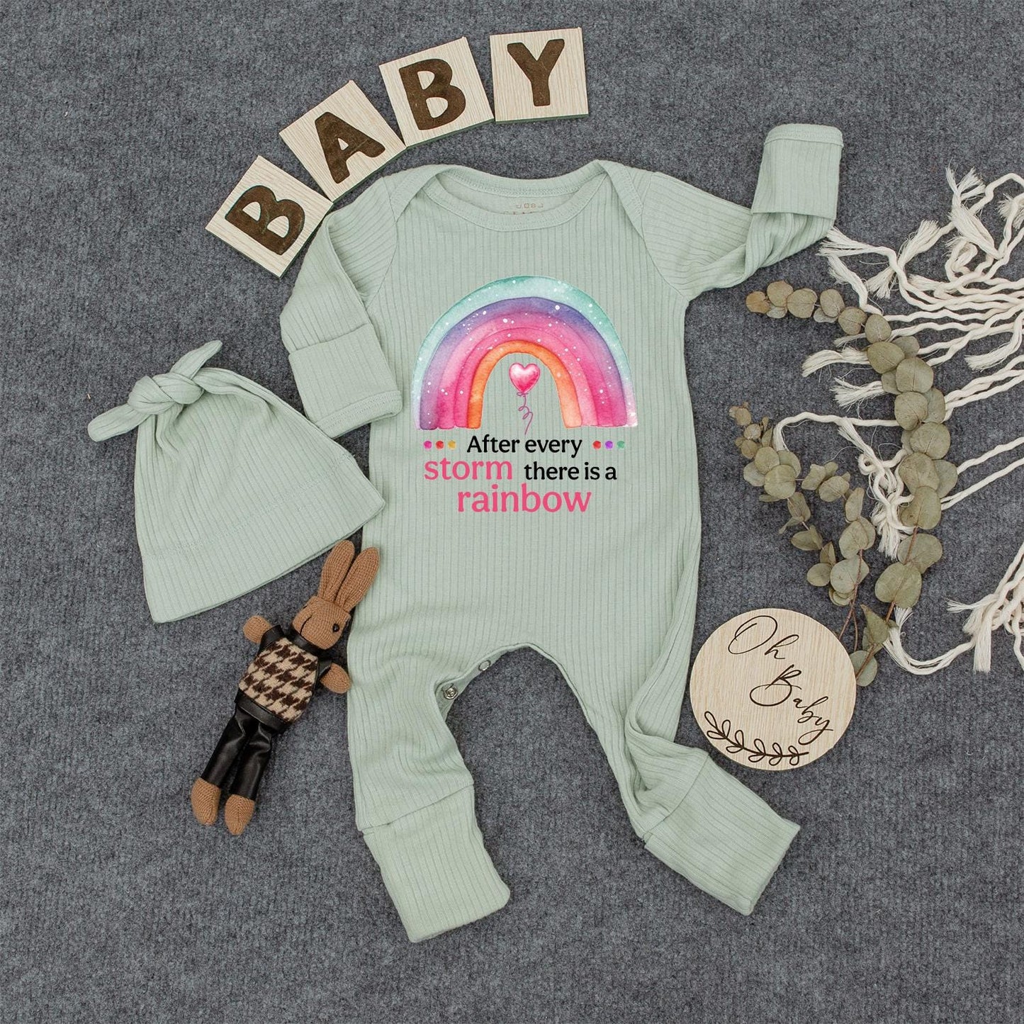 After Every Storm is a Rainbow Baby Bodysuit Retro Gender Neutral Newborn Clothes Baby Shower Gift