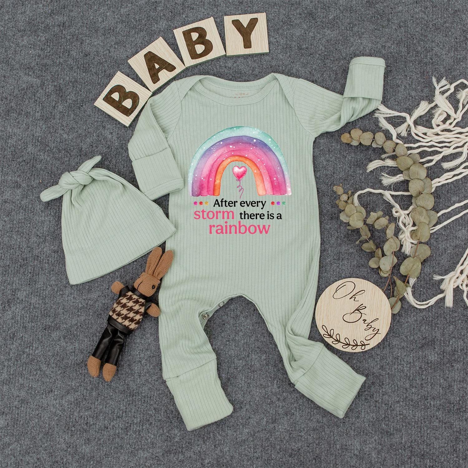 After Every Storm is a Rainbow Baby Bodysuit Retro Gender Neutral Newborn Clothes Baby Shower Gift