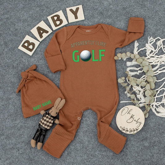 Apparently I Like Golf Baby Bodysuit Funny Newborn Outfit Golf Gift Personalized Coming Home Clothes