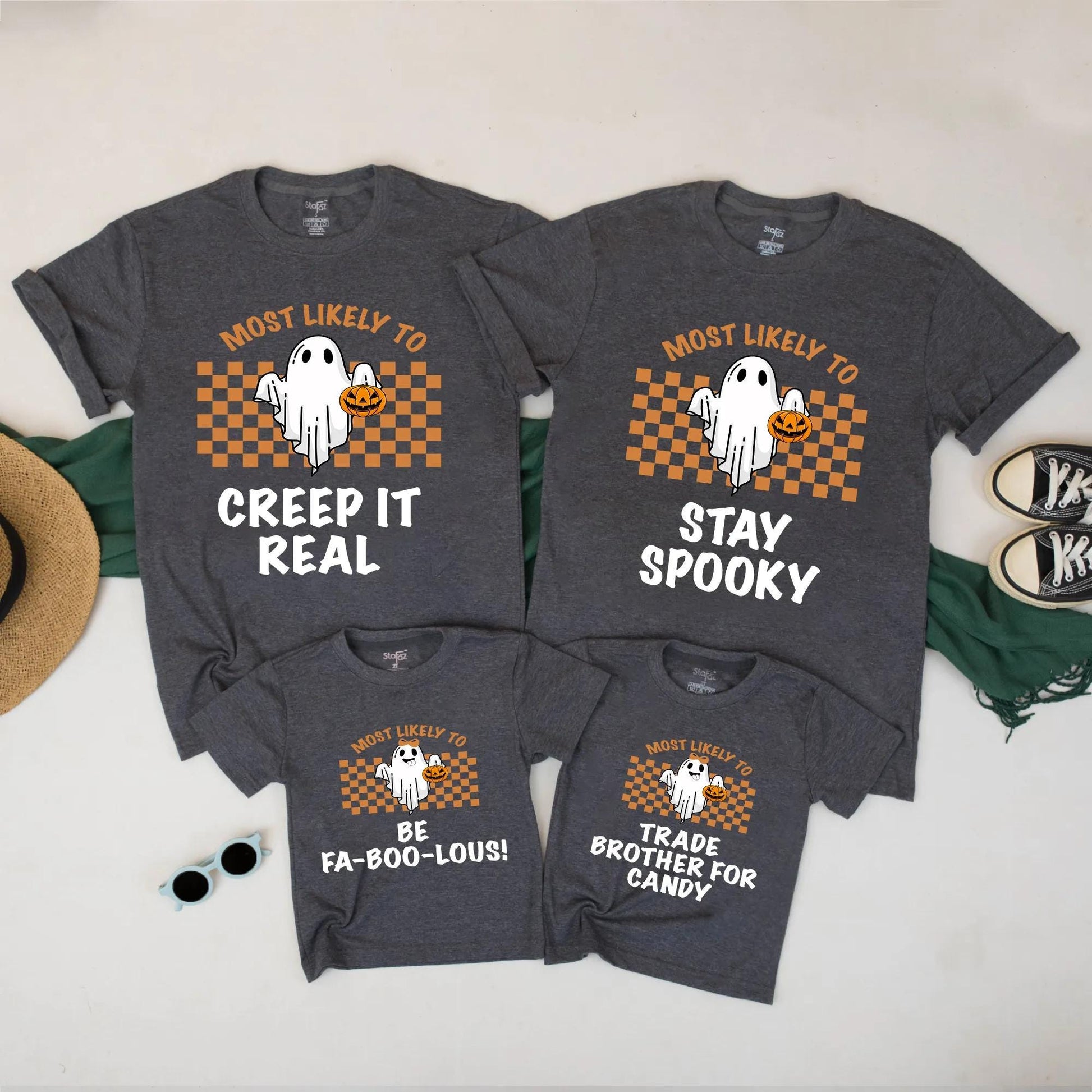 Spooky Little Ghost! Funny Halloween Kids T-Shirt - Most Likely To Series - Retro Checkerboard Tee - Cute Toddler Fall Outfit, Fa-Boo-Lous Style