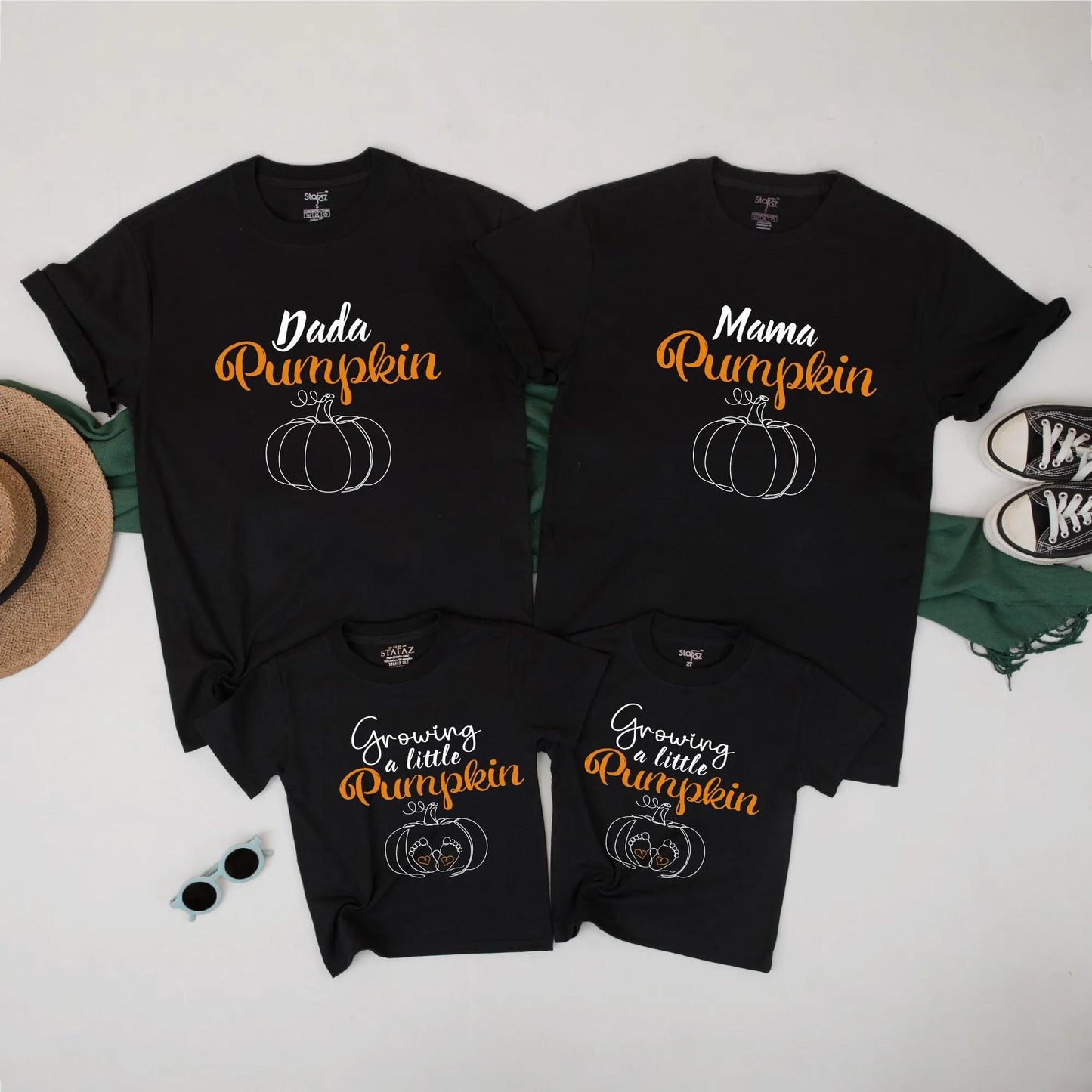 Family Matching Pumpkin Shirts Fall Halloween Pregnancy Reveal Cute Mama Dada Growing a Little Pumpkin Baby Announcement Outfits