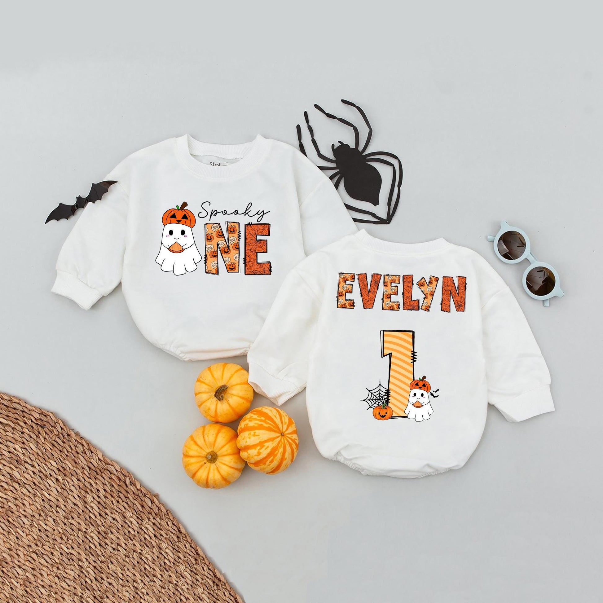 Custom Name Spooky One Baby Romper, My First Halloween Outfit, One Spooky Dude Romper, Soft Cotton Boo Outfit, Baby Shower Gift, Spooky Season Clothes