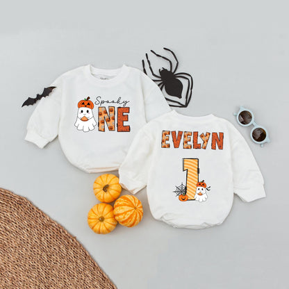 Custom Name Spooky One Baby Romper, My First Halloween Outfit, One Spooky Dude Romper, Soft Cotton Boo Outfit, Baby Shower Gift, Spooky Season Clothes