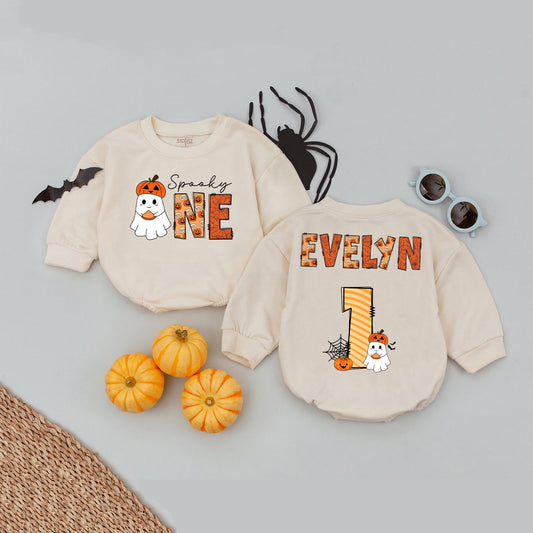 Custom Name Spooky One Baby Romper, My First Halloween Outfit, One Spooky Dude Romper, Soft Cotton Boo Outfit, Baby Shower Gift, Spooky Season Clothes