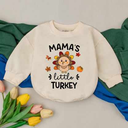 Personalized Mama's Little Turkey Thanksgiving Romper, Fall Baby Outfit, Cute Autumn Turkey Design, My First Thanksgiving Outfit, Baby Shower Gift 139