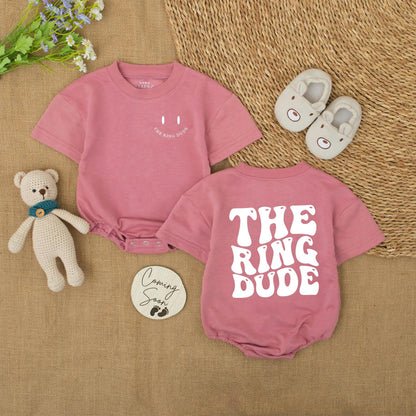 Retro Ring Dude Romper, Funny Ring Bearer Outfit, Vintage Wedding Bodysuit for Baby Boys, Cute Ceremony Gift, Playful Toddler Suit - The Ring Dude! (136 chars)