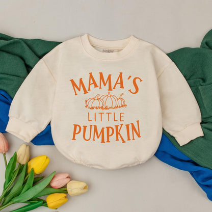Mama's Little Pumpkin Retro Romper Baby Girl Outfit, First Thanksgiving Bodysuit Gift, Autumn Fall Clothes, Baby Shower Present