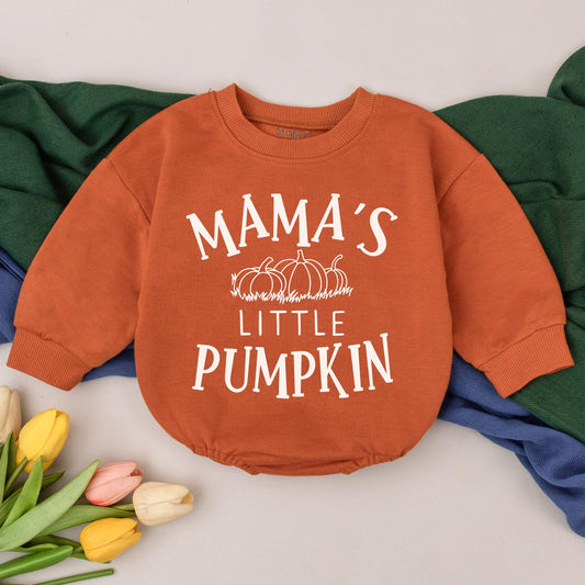 Mama's Little Pumpkin Retro Romper Baby Girl Outfit, First Thanksgiving Bodysuit Gift, Autumn Fall Clothes, Baby Shower Present