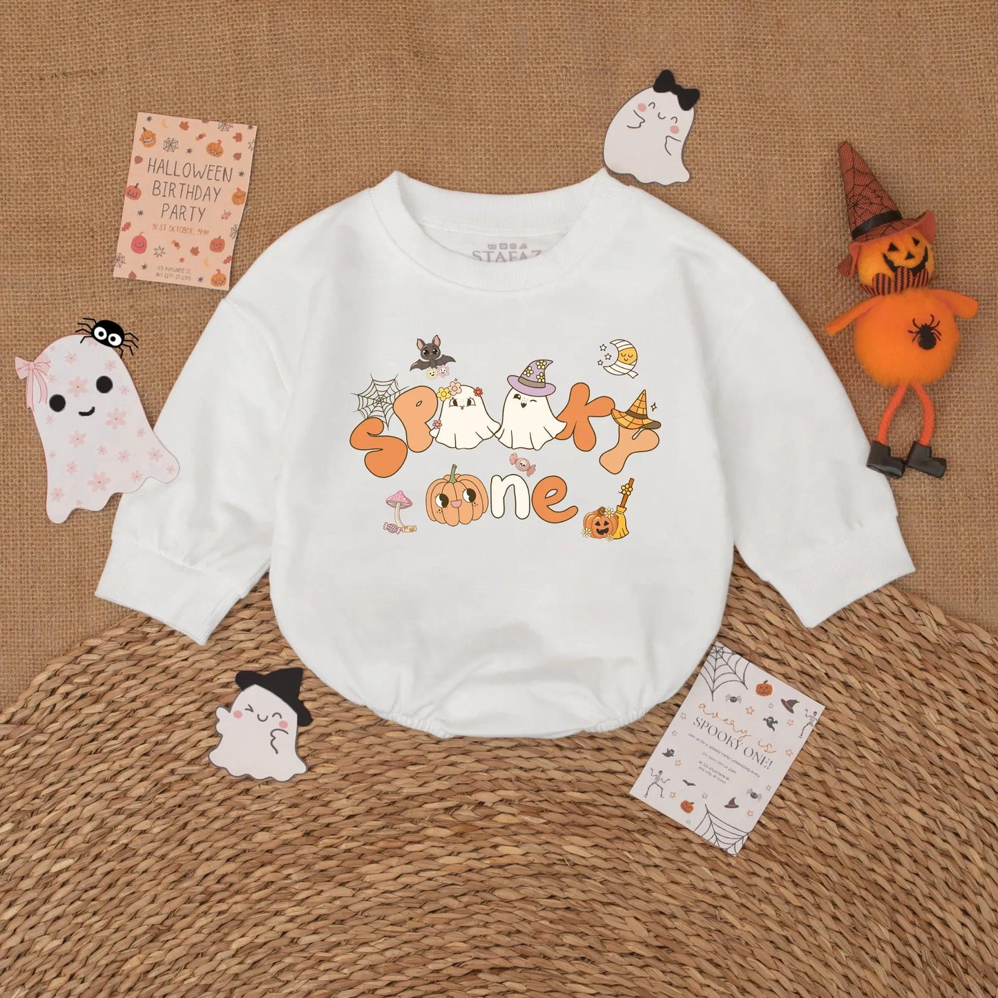 Spooky One Birthday Baby Romper - Halloween First Birthday Outfit - Custom Name Baby Bodysuit - Fall Baby Gift