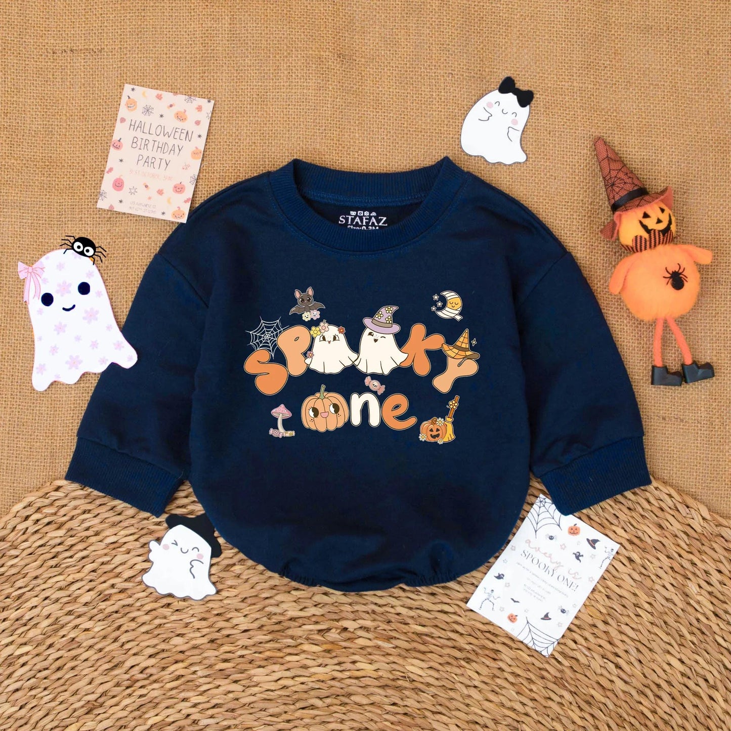 Spooky One Birthday Baby Romper - Halloween First Birthday Outfit - Custom Name Baby Bodysuit - Fall Baby Gift