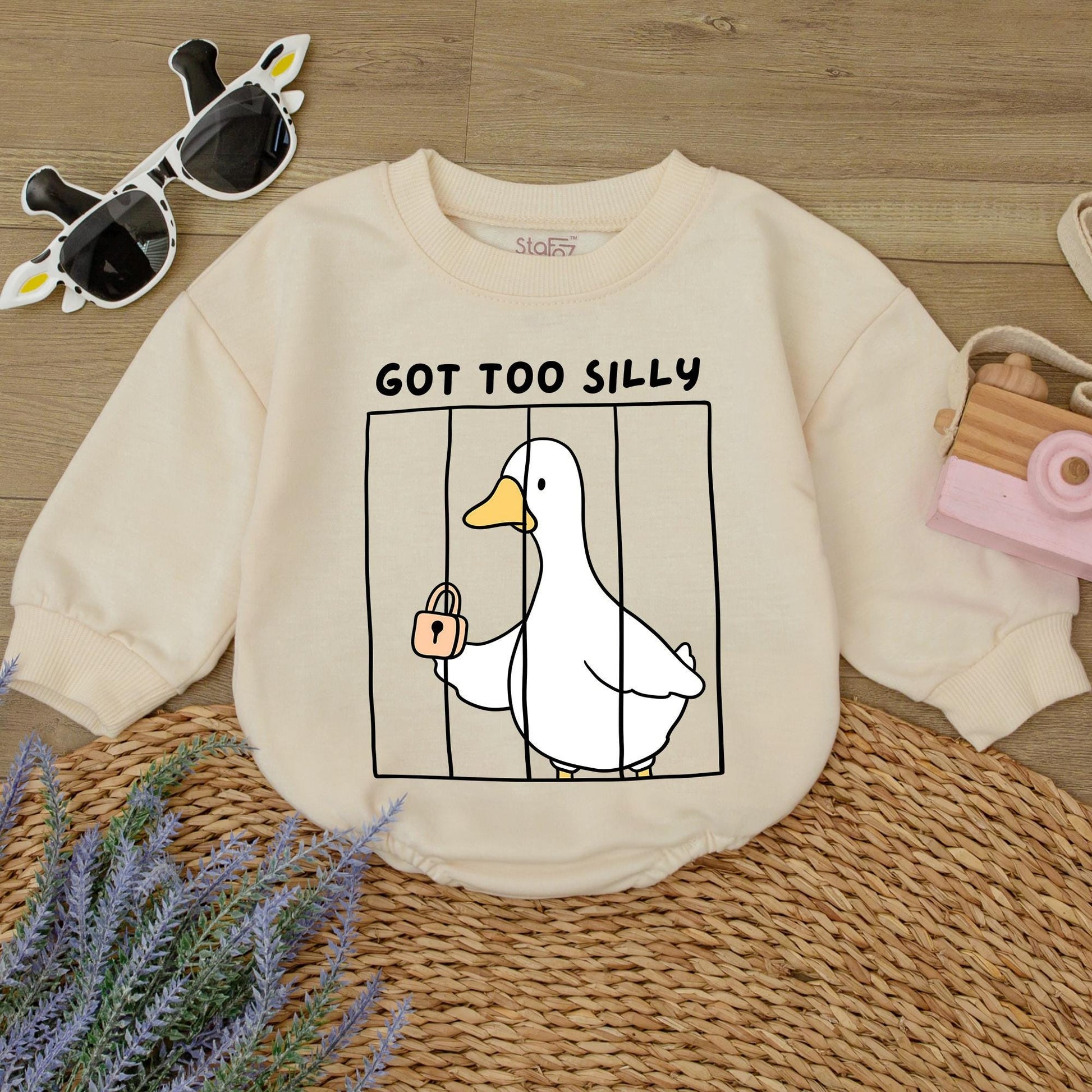 Got Too Silly Goose Romper: Funny Baby Outfit, Minimalist Cartoon Jumpsuit, Humorous Newborn Clothes, Meme Bodysuit, Adorable Infant Gift Idea (138)