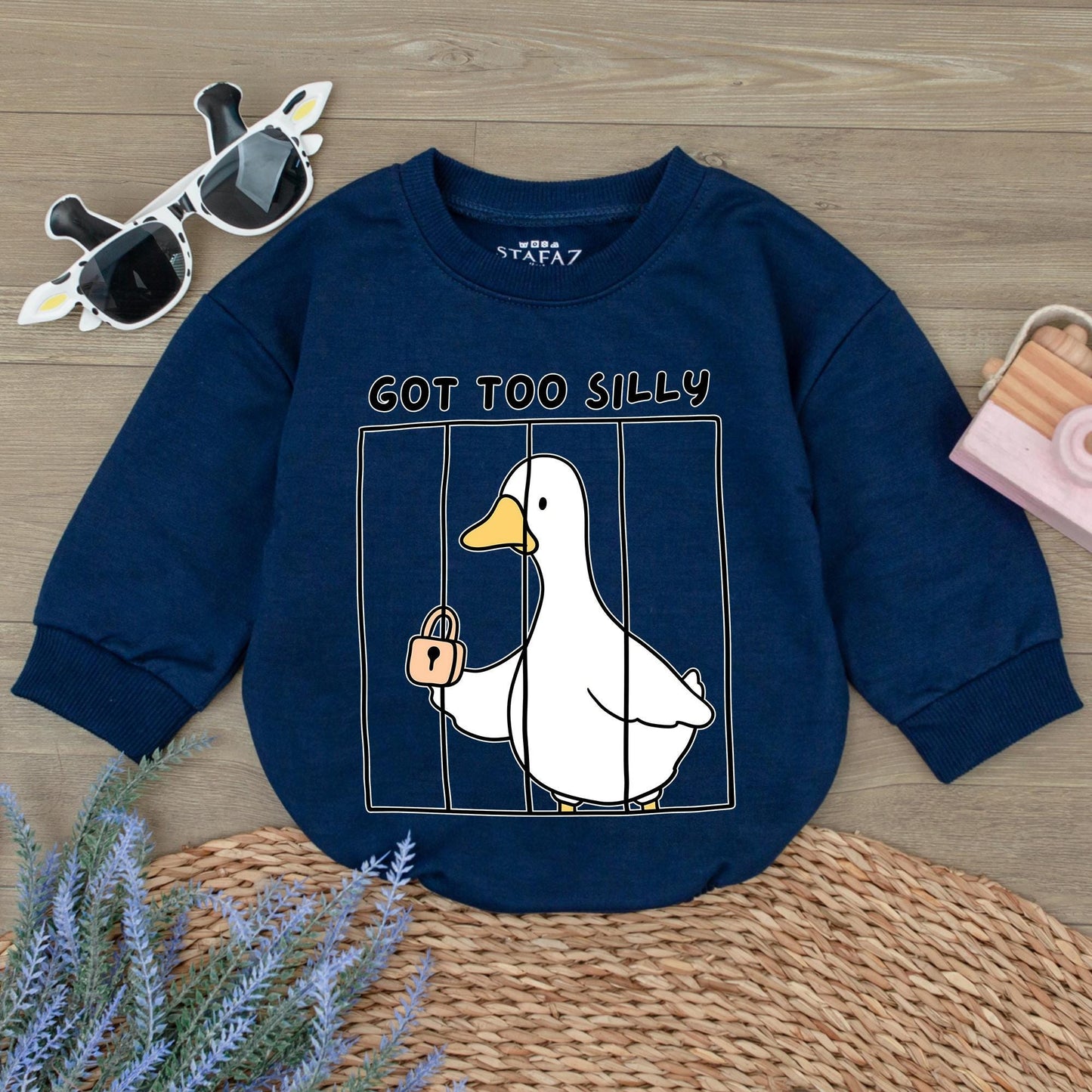 Got Too Silly Goose Romper: Funny Baby Outfit, Minimalist Cartoon Jumpsuit, Humorous Newborn Clothes, Meme Bodysuit, Adorable Infant Gift Idea (138)
