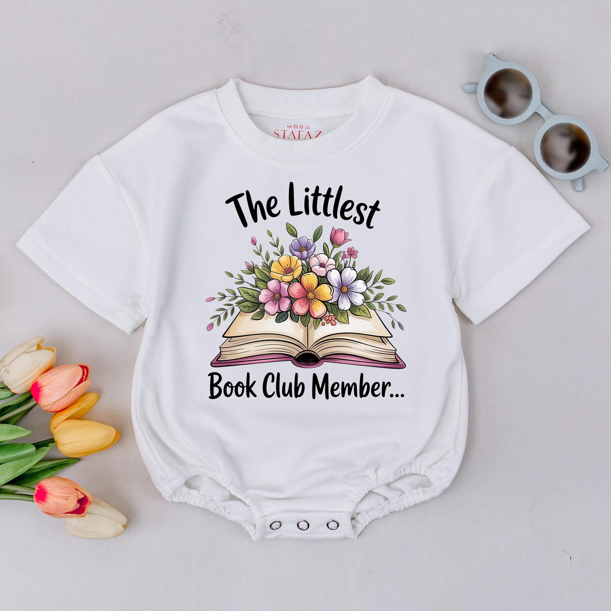 The Littlest Book Club Member Baby Romper Sweet Floral Bodysuit Book Lover Outfit Newborn Baby Shower Gift Cute Toddler Clothes