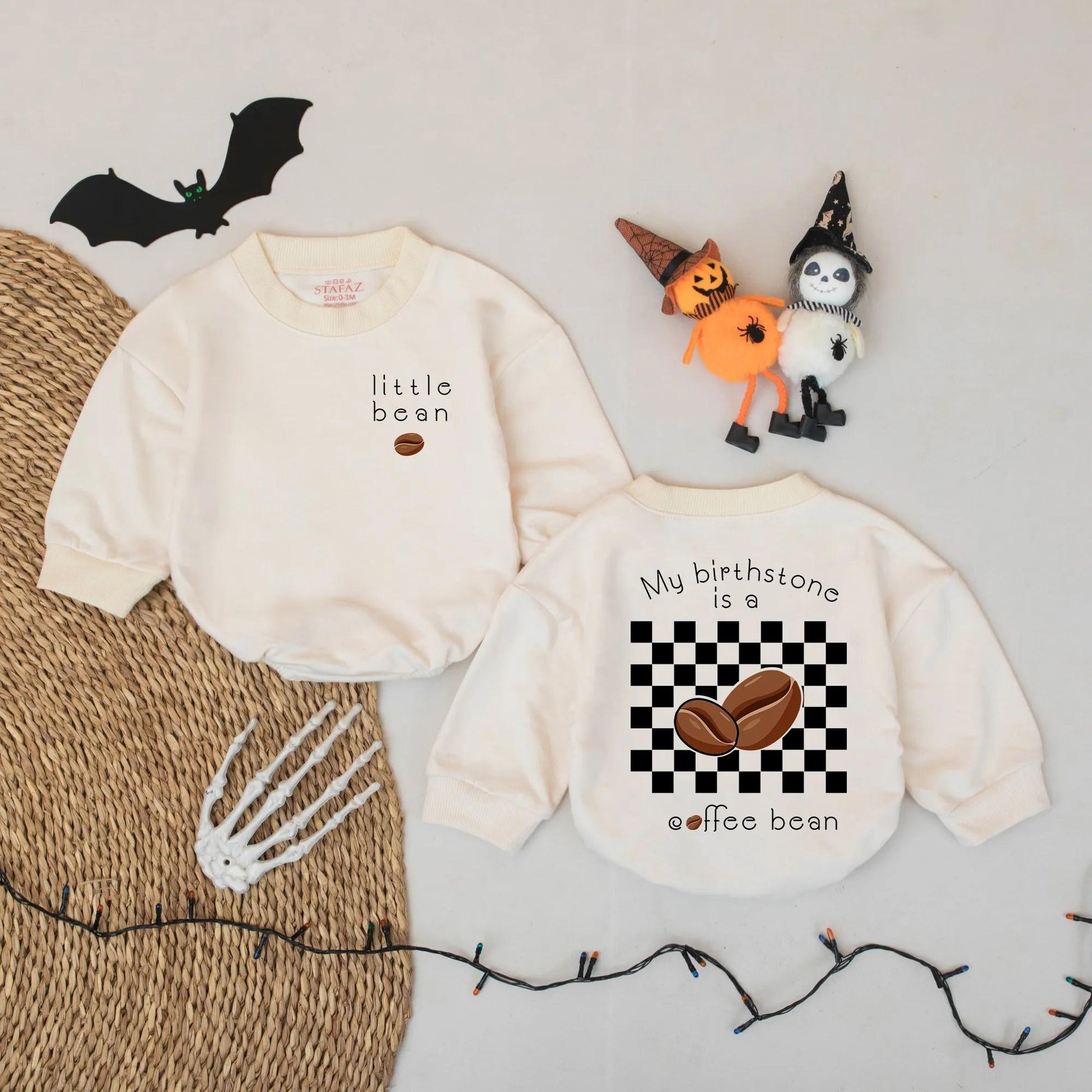 Cute Little Bean Baby Romper Funny Coffee Birthstone Bodysuit Baby Shower Gift for Caffeine Loving Parents