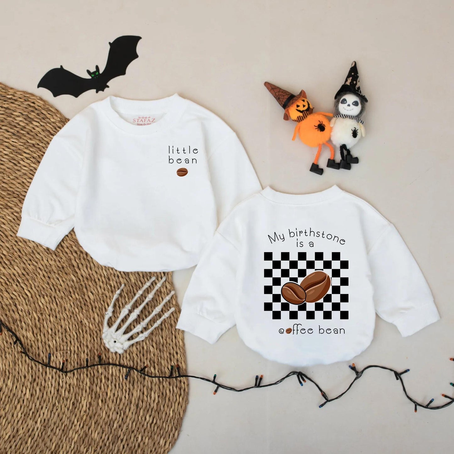 Cute Little Bean Baby Romper Funny Coffee Birthstone Bodysuit Baby Shower Gift for Caffeine Loving Parents
