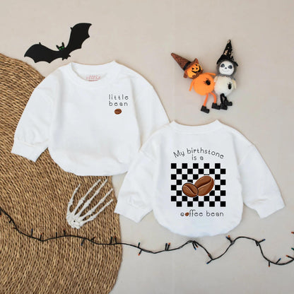 Cute Little Bean Baby Romper Funny Coffee Birthstone Bodysuit Baby Shower Gift for Caffeine Loving Parents