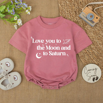 Love You to the Moon and Saturn Baby Romper, Cute Pastel Celestial Bodysuit, Newborn Infant Girl Outfit, Whimsical Baby Shower Gift, Gender Neutral 139