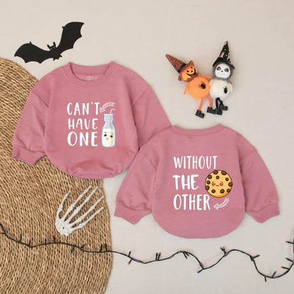 Can't Have One Without The Other Twin Rompers Cute Cookie Milk Matching Baby Outfits Funny Newborn Bodysuit Set Sibling Gift Unique Shower Present 139 Chars