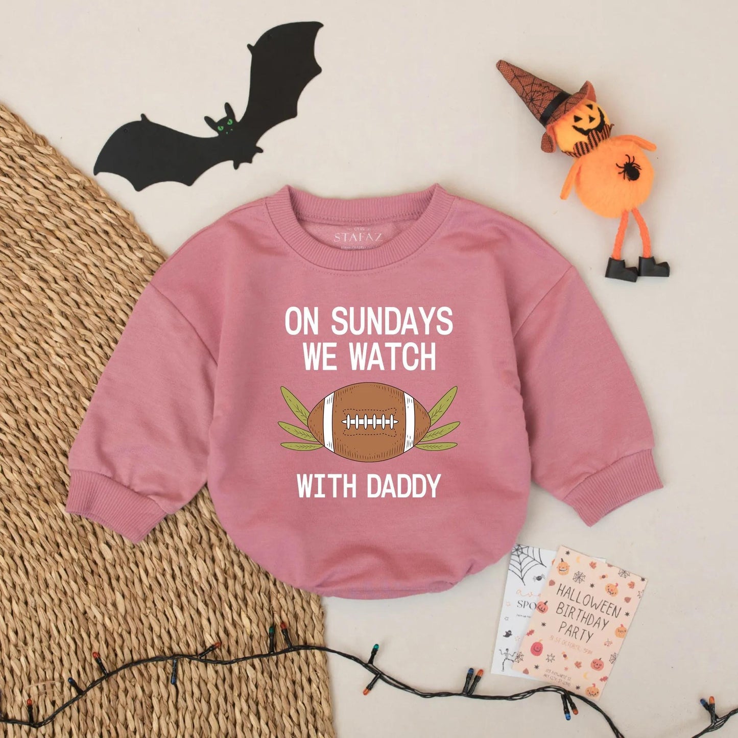My First Game Day Football Romper, Daddy's Sunday Watching Buddy Onesie, Cute Baby Bodysuit Outfit, Black Text Football Design Soft Cotton 137