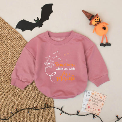 Miracle Dandelion Baby Romper, Inspirational Wish Newborn Onesie, Orange Seed Rainbow Outfit, Sweet Shower Gift, Whimsical Bodysuit, Black Graphic 138