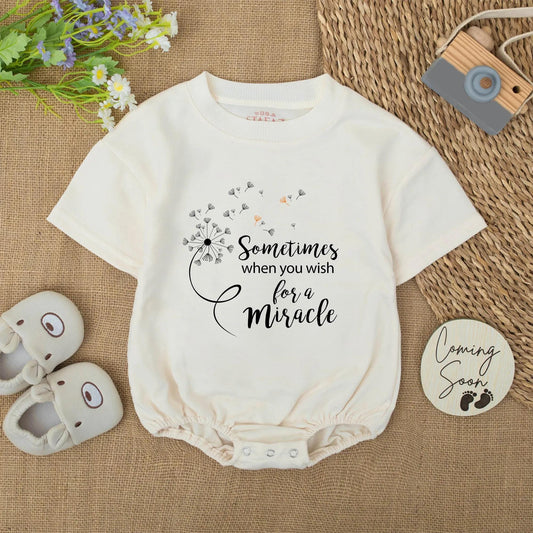 Miracle Dandelion Baby Romper, Inspirational Wish Newborn Onesie, Orange Seed Rainbow Outfit, Sweet Shower Gift, Whimsical Bodysuit, Black Graphic 138