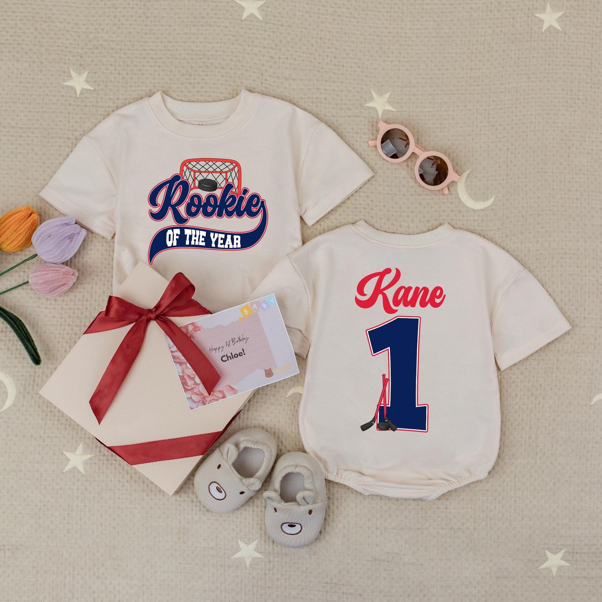 Rookie of the Year Hockey Baby Romper Cute Boys First Hockey Season Bodysuit Baby Shower Gift Ice Hockey Fan Outfit