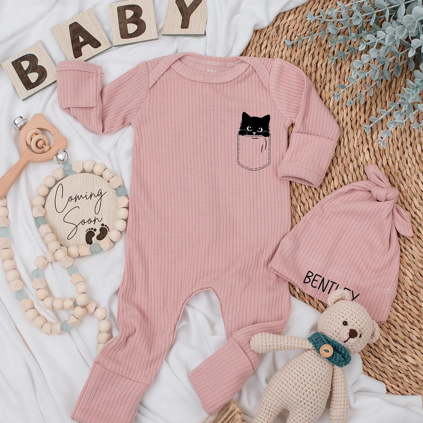 Cute Black Cat Halloween Baby Bodysuit, Custom Newborn Romper Gift, Fall Baby Clothes, Baby Shower Outfit, Trick or Treat Cat Design